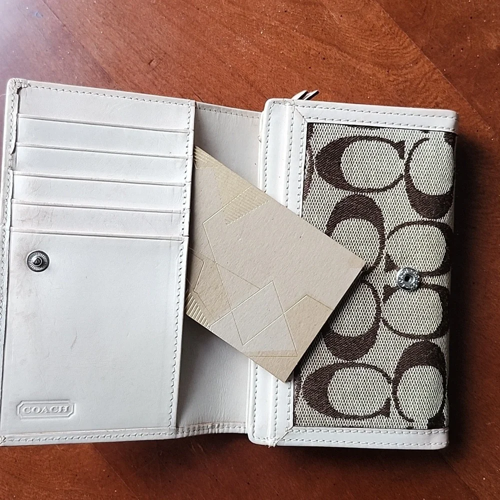 Coach Beige and Brown Canvas Wallet - Picture 6 of 9